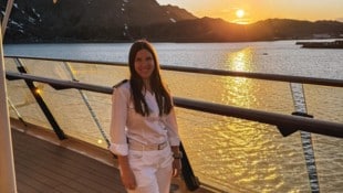 Tanja Derler aus Kindberg an einem ihrer schönsten Arbeitsplätze, dem Nordkap in Norwegen