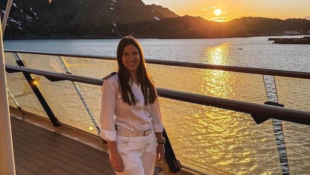 Tanja Derler aus Kindberg an einem ihrer schönsten Arbeitsplätze, dem Nordkap in Norwegen