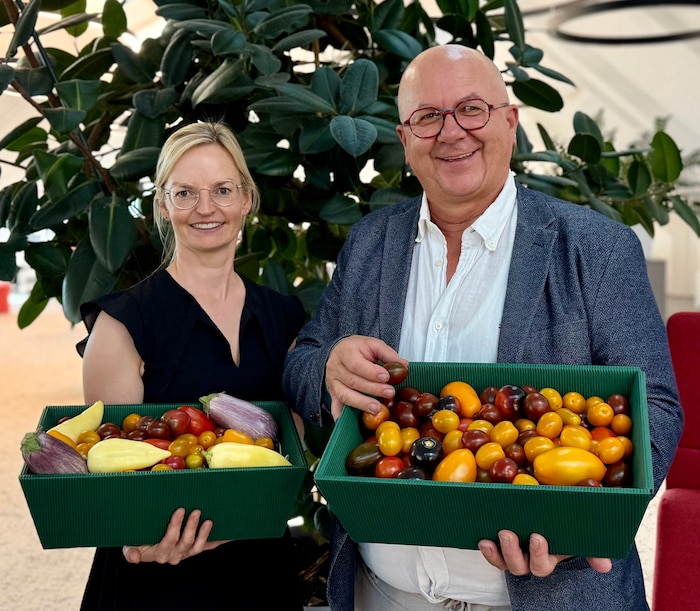 Gemüsebauern auf Besuch bei der „Krone“: Christa Wonisch und Fritz Rauer