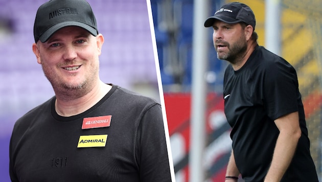Austria-Coach Stefan Kenesei und SKN-Trainer Laurent Fassotte
