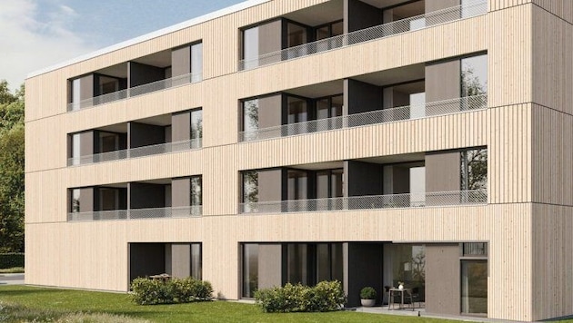 Visualisierung eines „Wohnen550“-Projektes – in echt gibt es so ein Gebäude noch nicht.