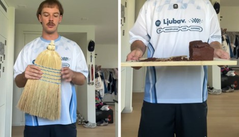 Auf seinem TikTok-Kanal zeigt „AdiTotoro“ seine neueste „Besen-Kreation“.