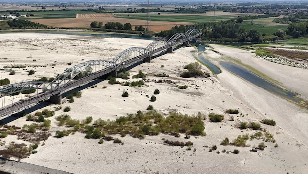 The Po River is currently carrying very little water.