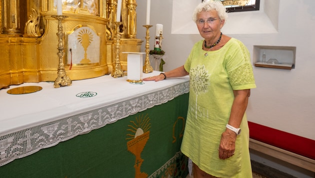 Seit 42 Jahren ist Carla Hollauf Mesnerin in der Filialkirche Reideben: Sie sorgt dort dafür, ...