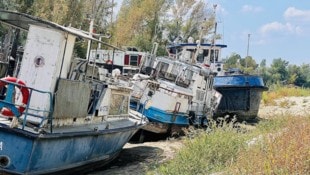 Schiffe stranden, statt Wasser bleibt nur noch Sand übrig.