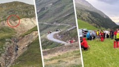 In Sölden kam es zu dem Großeinsatz. Einige gerieten in felsiges Gelände (roter Kreis). Manche ...