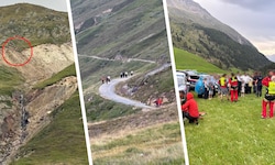 In Sölden kam es zu dem Großeinsatz. Einige gerieten in felsiges Gelände (roter Kreis). Manche ...
