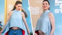 Anne Hathaway war mit diesem Bauchfrei-Look bei der Premiere von „The End of Oak Street“ ...