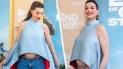 Anne Hathaway war mit diesem Bauchfrei-Look bei der Premiere von „The End of Oak Street“ ...