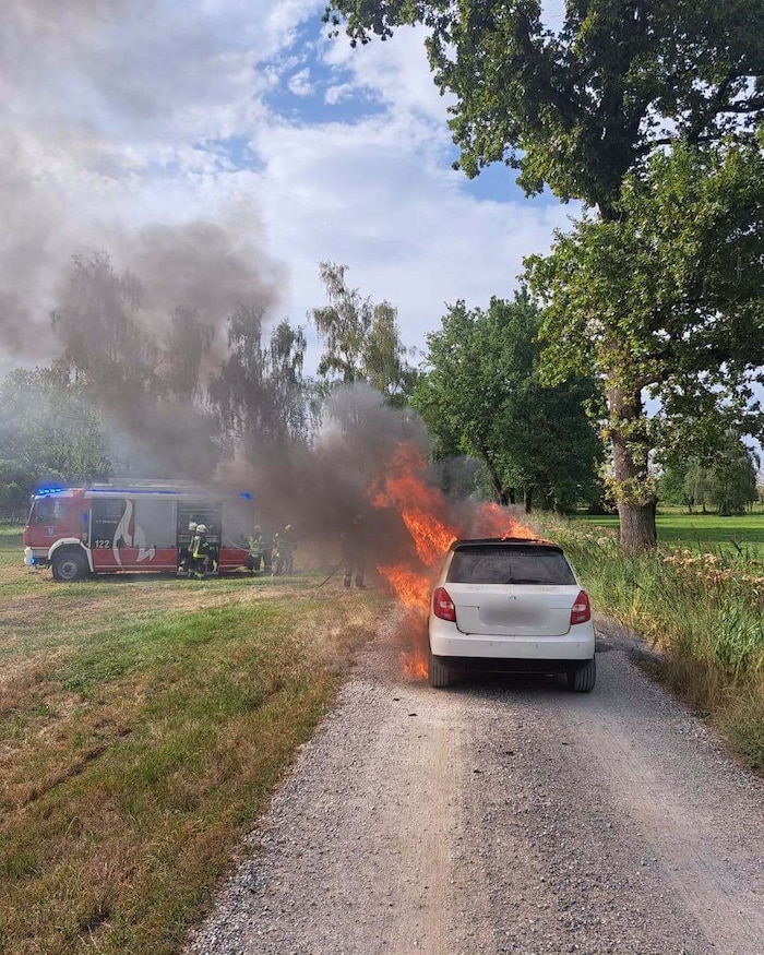 Das Fahrzeug brannte komplett aus.