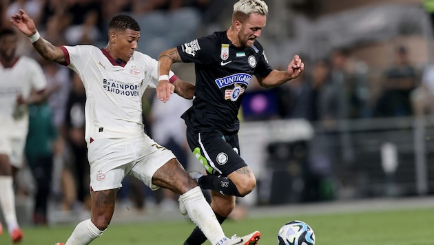 Jantscher spielte mit Sturm ebenfalls in der Quali zur Champions League, hier gegen den PSV ...