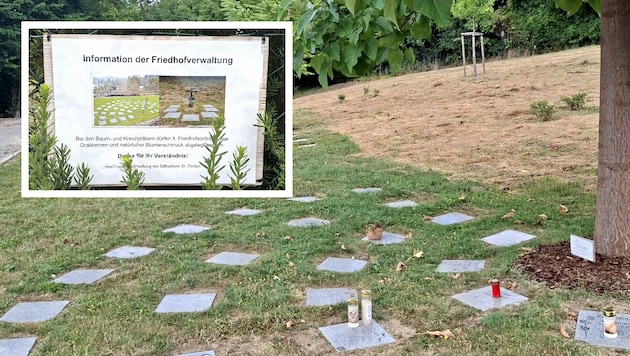 Nur noch vereinzelte Kerzen stehen auf den Urnengräbern in St. Florian (Oberösterreich).