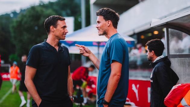 Sport-Geschäftsführer Marcus Mann (li.) und Trainer Danny Röhl.