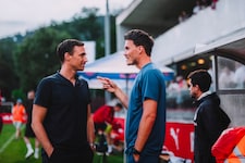 Sport-Geschäftsführer Marcus Mann (li.) und Trainer Danny Röhl.