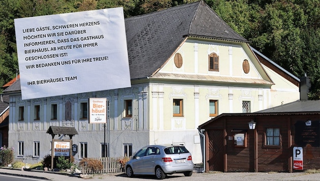 Das „Bierhäusl“ in Sierning schließt für immer seine Pforten. Die Info darüber (kl.) ist in ...