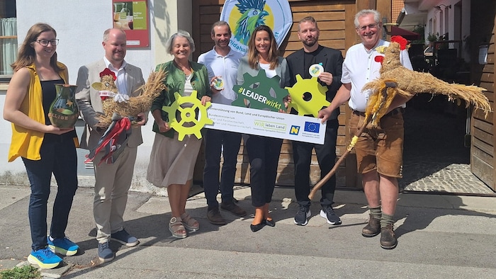 Alexandra Böhm vom Genussbauernhof Böhm, Michael Nistl, Bürgermeister Katzelsdorf, Michaela ...