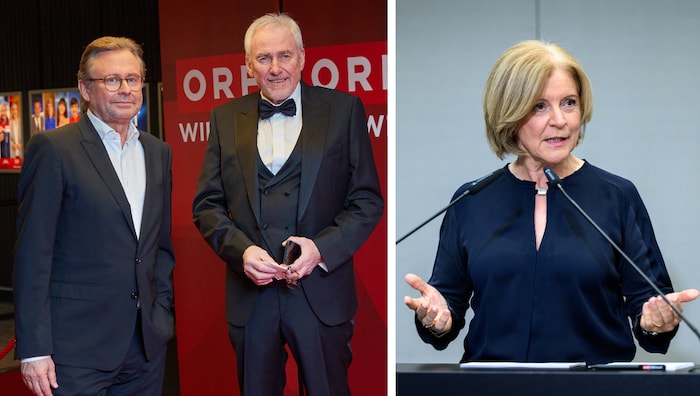 Alexander Wrabetz und Pius Strobl. Rechts im Bild: Ingrid Thurnher.