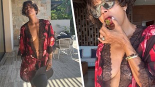 Halle Berry zeigt sich ungeschminkt und lässig. 