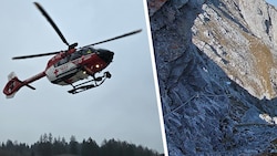 Der verletzte Bergsteiger wurde mit dem Notarzthubschrauber in die Innsbrucker Klinik geflogen ...