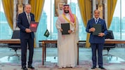 Pakt aus Saudi-Geld, Türkei-Stärke, Pakistans Atom-Bombe. Von links: der türkische Präsident ...