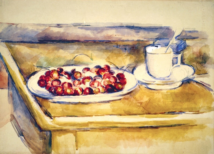„Tasse et plat de cerises“ von Paul Cézanne