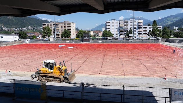Das Stadion der WSG Tirol soll bis zur Rückrunde fertig sein.