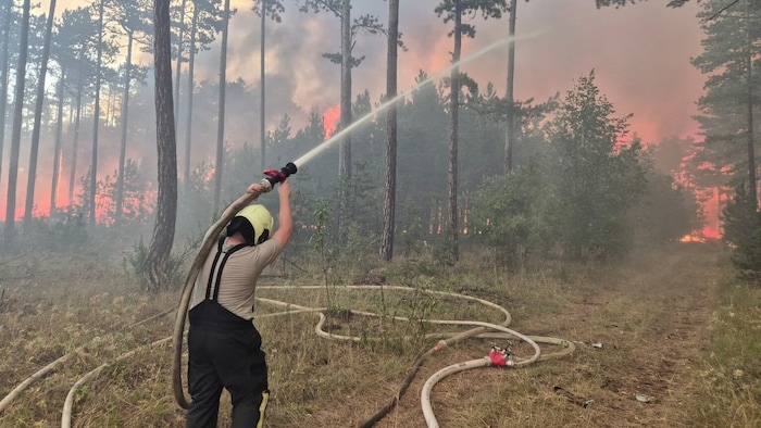 Nur dem beherzten Einsatz zahlreicher Feuerwehrleute zu Boden war es zu verdanken, dass die ...