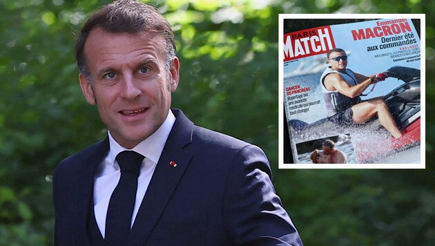 Frankreichs Präsident Emmanuel Macron wird nach der Veröffentlichung seiner Urlaubsfotos ...