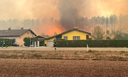 Die Wohnsiedlung beim Föhrenwald wurde von Flammen bedroht.