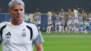 LASK-Trainer Didi Kühbauer blickt zufrieden, mitunter aber auch kritisch auf die Performance ...