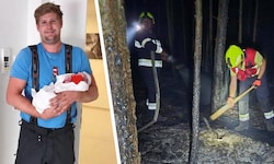 Zahlreiche Feuerwehren waren die ganze Nacht im Einsatz, um Glutnester zu löschen. Ein Kamerad ...