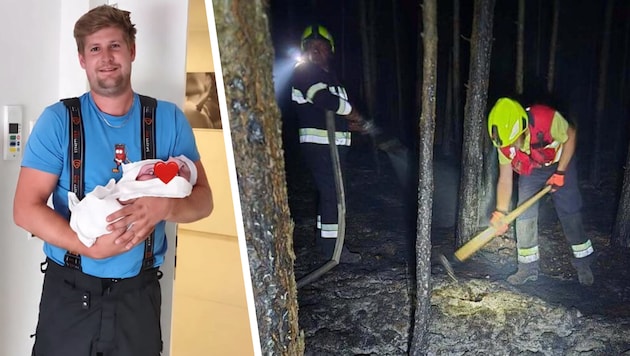 Zahlreiche Feuerwehren waren die ganze Nacht im Einsatz, um Glutnester zu löschen. Ein Kamerad ...