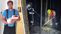 Zahlreiche Feuerwehren waren die ganze Nacht im Einsatz, um Glutnester zu löschen. Ein Kamerad ...