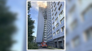 Die Drehleiter der Feuerwehr reicht nur bis zum neunten Stock – nicht hoch genug für die ...