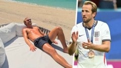 Harry Kane holte bei der WM Bronze (re.) und weiß auch den Urlaub zu genießen.