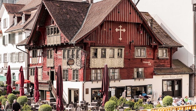 Das Rote Haus auf dem Dornbirner Marktplatz ist eines der markantesten Gebäude im Ländle.