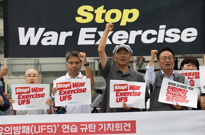 Auch in Südkorea gibt es Gegner der Militärübungen mit den USA – Demonstranten forderten am ...