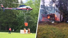 Auch die Libelle Tirol wurde zur Brandbekämpfung angefordert.