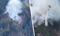 Waldbrände in Osttirol (links) und Wildermieming (rechts) hielten die Einsatzkräfte für mehrere ...