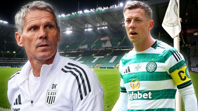 LASK-Coach Didi Kühbauer (li.) muss sich etwas einfallen lassen, um Celtic Glasgow mit Kapitän ...