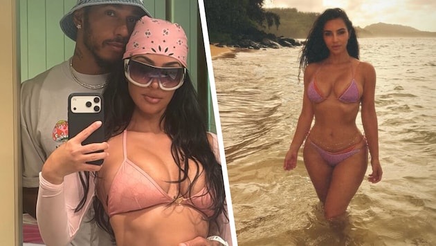 Kim Kardahian macht im Bikini eine Hammer-Figur. Das findet auch ihr Freund Lewis Hamilton, der ...