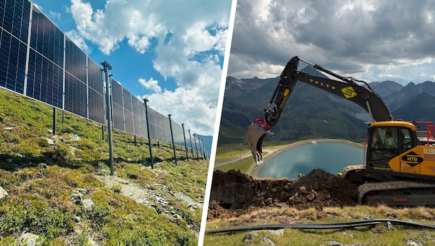 Bis zum Winter wird die PV-Anlage errichtet. Zum Einsatz kommt dabei auch ein E-Bagger.