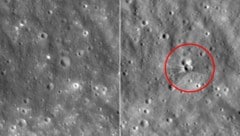 Links: Der Mond vor dem Einschlag des Schrottteils. Rechts: Das Teil einer SpaceX-Rakete ...