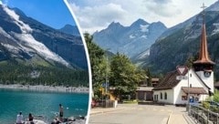 Über Kandersteg in der Schweiz bewegt sich ein riesiger Felsbrocken.