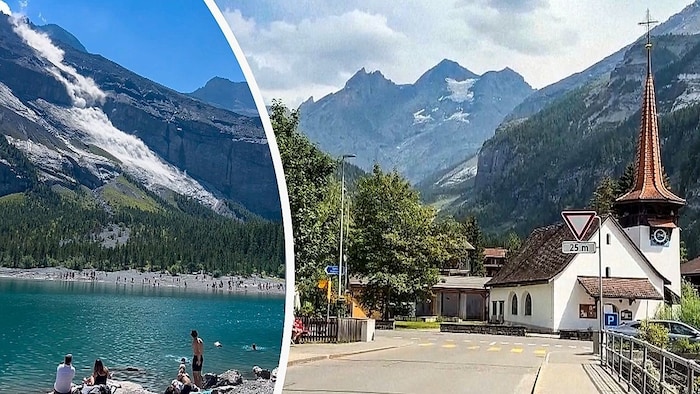 Über Kandersteg in der Schweiz bewegt sich ein riesiger Felsbrocken.