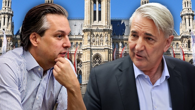 Wiens FPÖ-Chef Dominik Nepp (li.) sieht den Donaustädter Bezirksvorsteher Ernst Nevrivy (SPÖ, ...