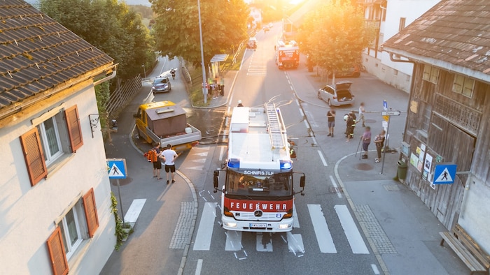 Drohnenaufnahme des Unfallorts.