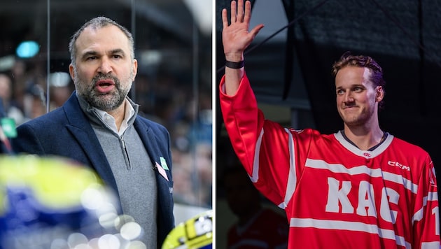 VSV-Coach Pierre Allard, KAC-Knipser Simeon Schwinger
