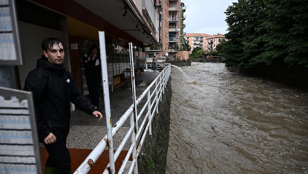 Der Fluss Hochwasser Rupinaro in Ligurien führte Hochwasser.