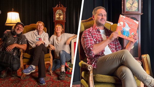 Das Produktionsteam (li.) freut sich gemeinsam mit Leseonkel Christian (re.) auf viele ...